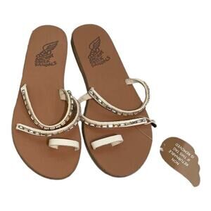 Ancient Greek Sandals Skalida Open Toe‎ Slides Size 40 Leather Crystals NEW